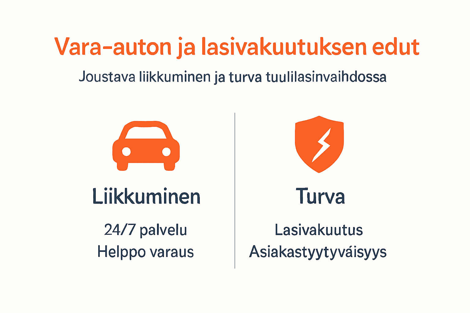 Infografiikka: Miksi vara-auto ja lasivakuutus kannattaa hankkia?