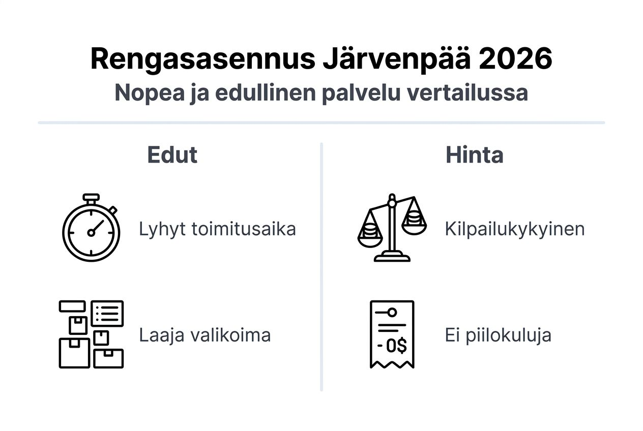 Vertaileva infografiikka rengasasennuspalveluista