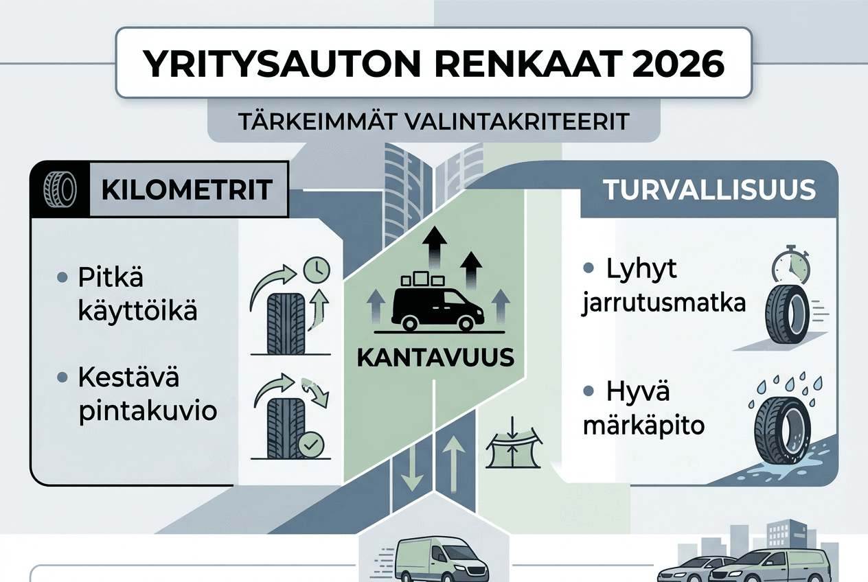 Infografiikka: Mitä ottaa huomioon yritysauton rengasvalinnassa