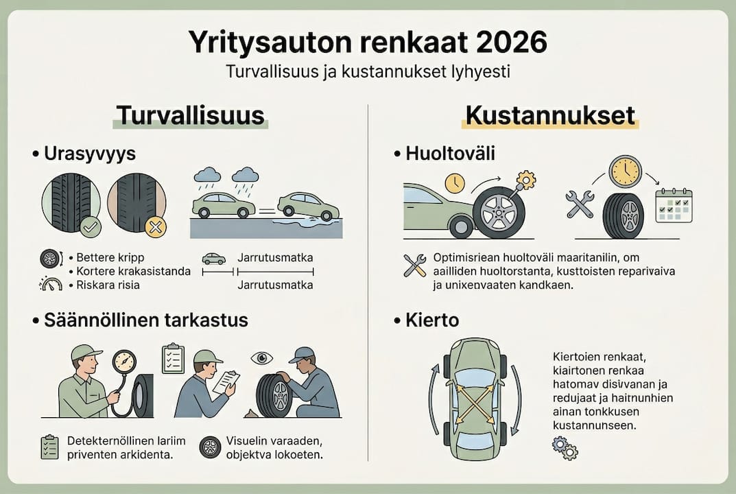 Yritysautojen rengashuollon merkitys – turvallisuus ja kustannukset pähkinänkuoressa