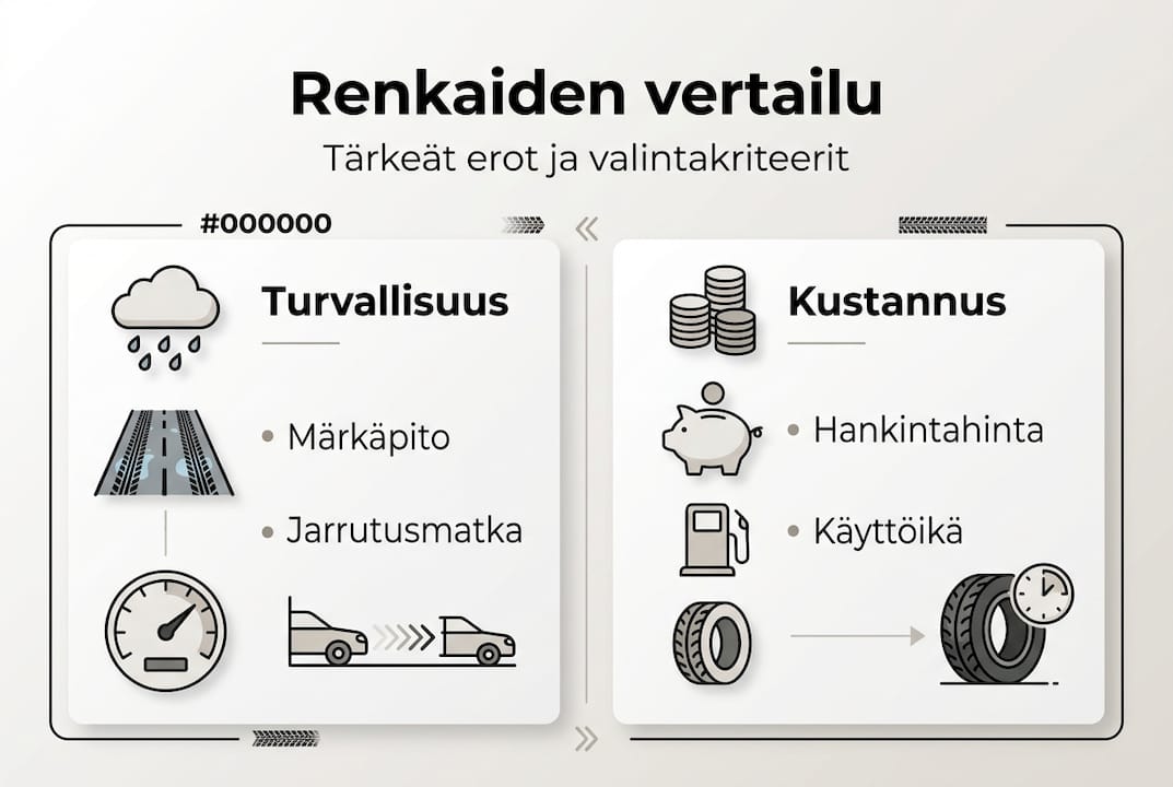 Infografiikka: renkaiden turvallisuus ja kustannukset – mitä autoilijan kannattaa tietää