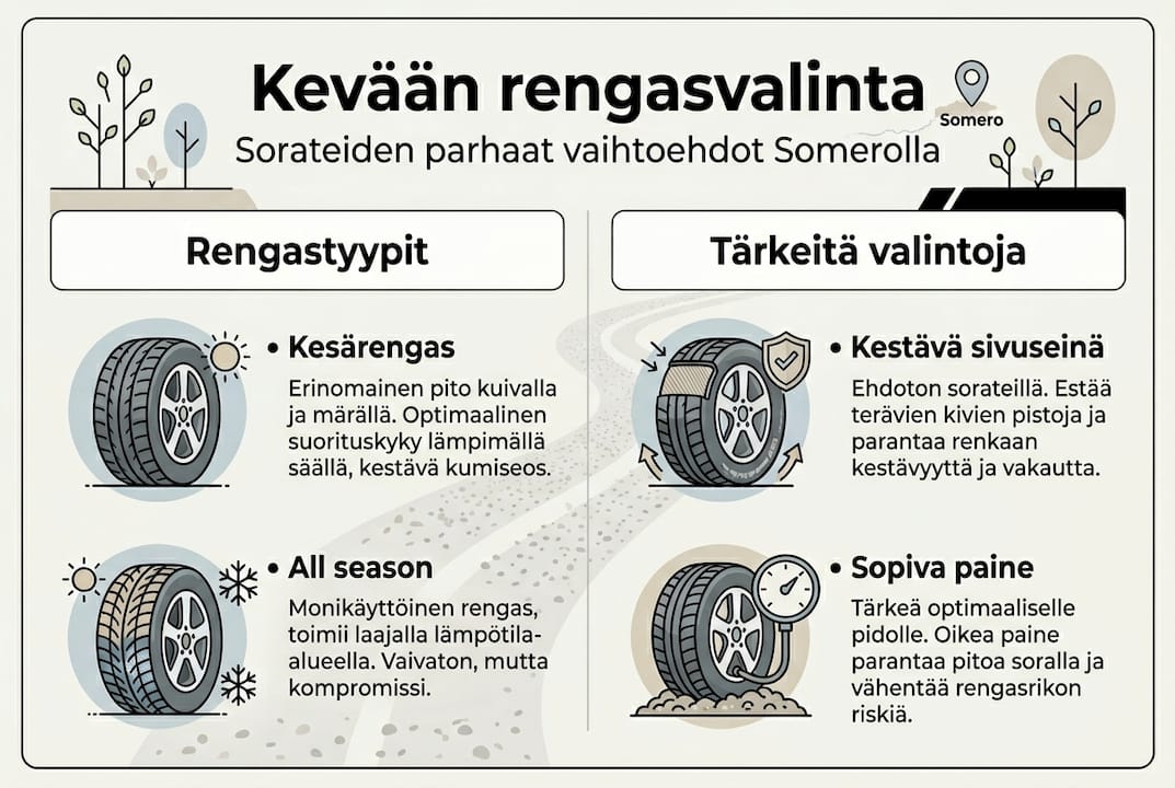 Kevään soratierengasopas – infografiikka valinnan tueksi