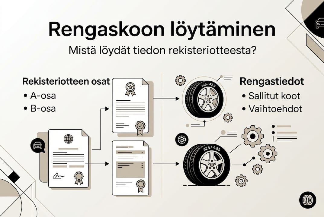 Infografiikka: Näin löydät autosi rengaskoon rekisteriotteesta