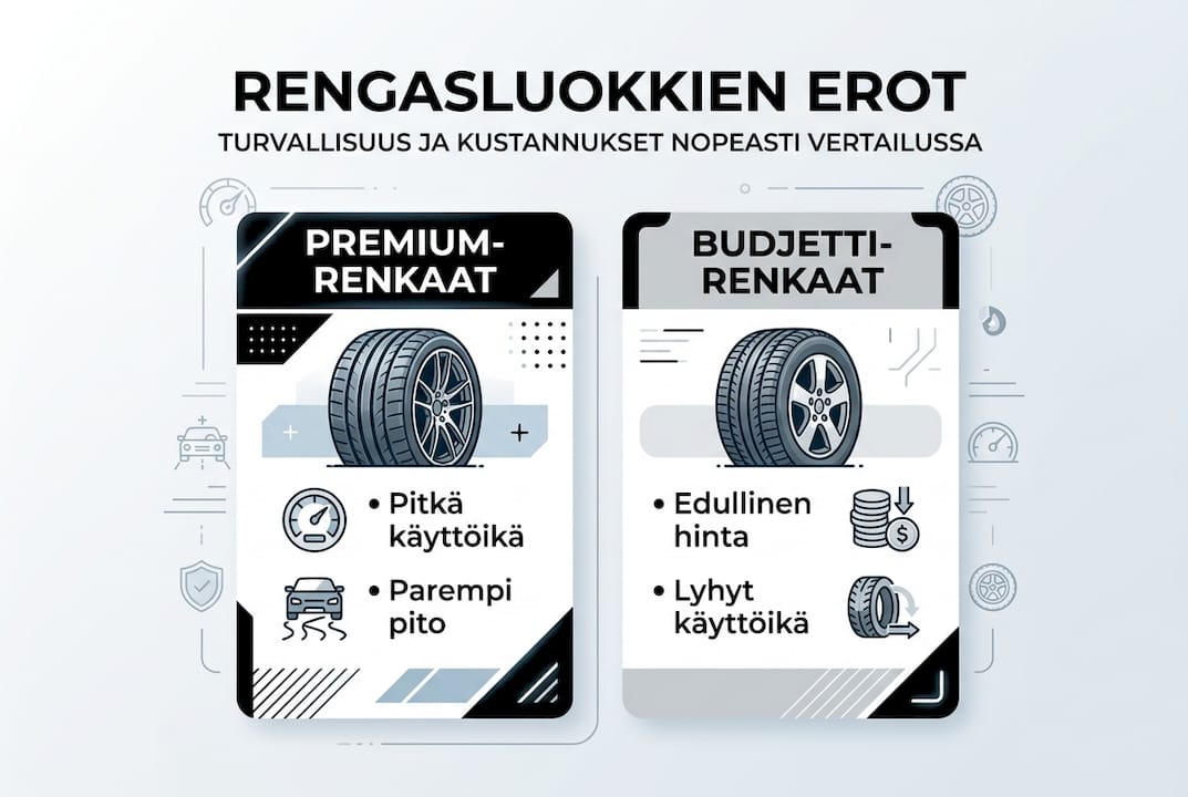 Infograafi: Mitä eroa on premium- ja edullisilla renkailla?