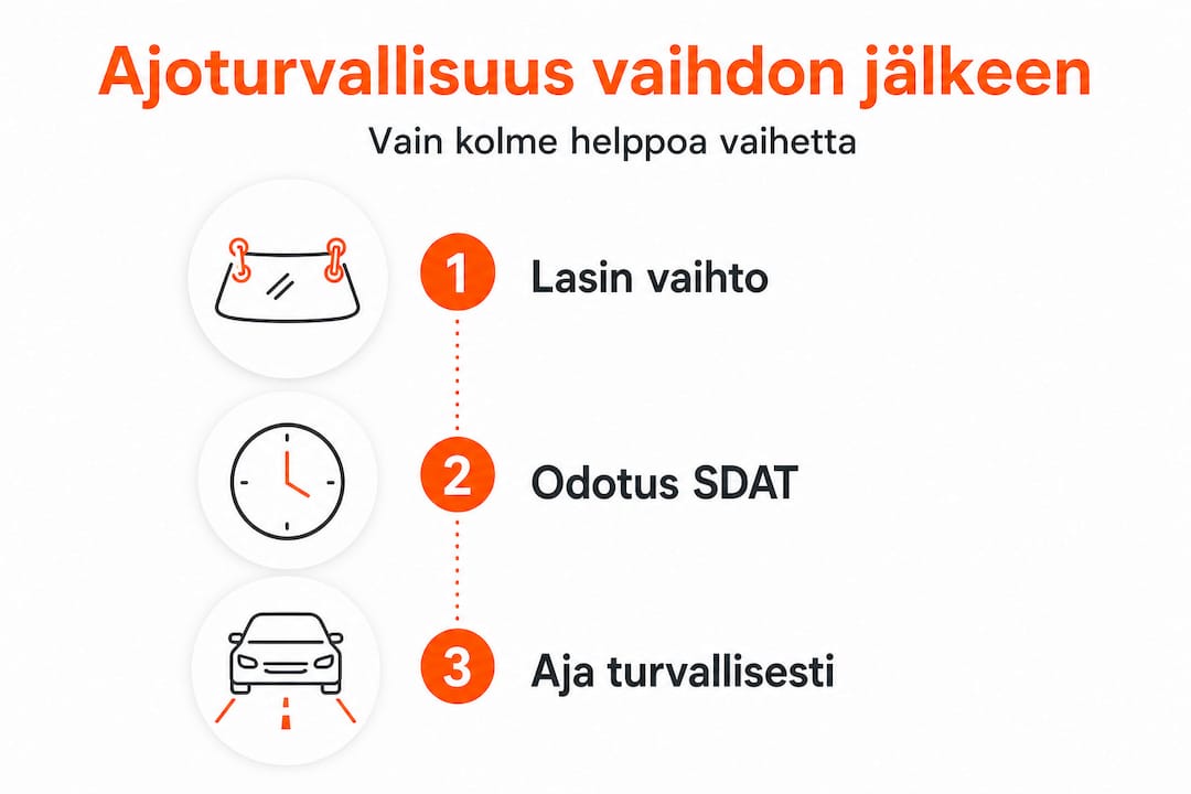 Infografiikka: Tuulilasin vaihto – näin se tehdään turvallisesti vaihe vaiheelta