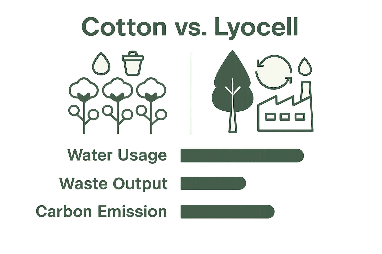 Cotton vs. Tencel Lyocell sustainability metrics infographic