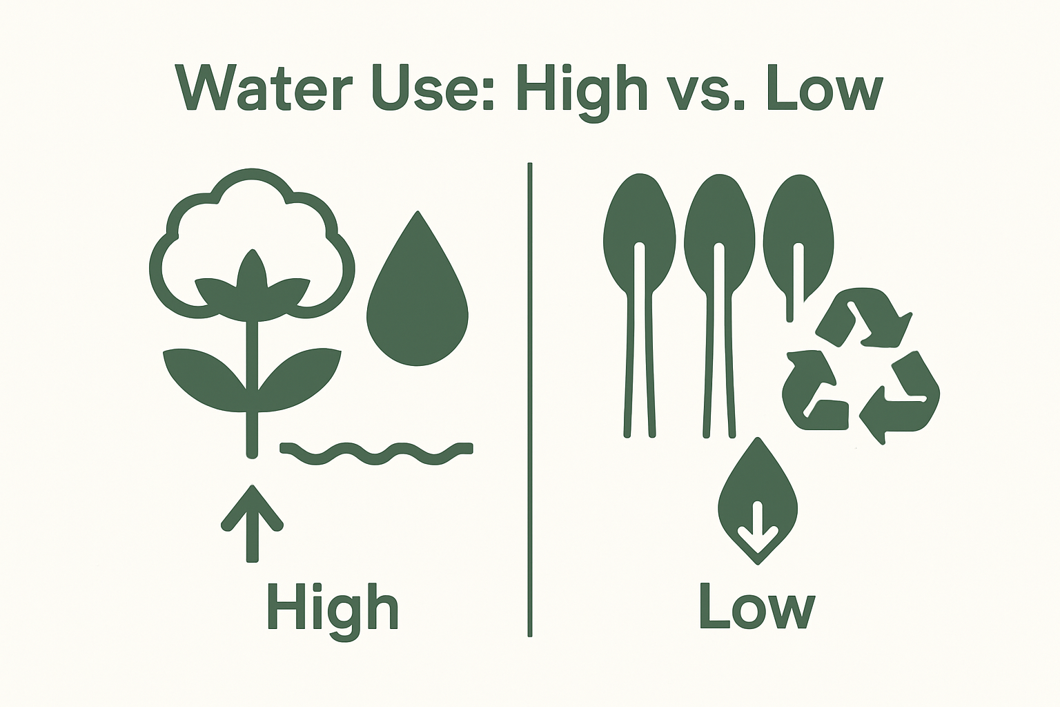 Infographic comparing Tencel Lyocell and cotton sustainability and water use