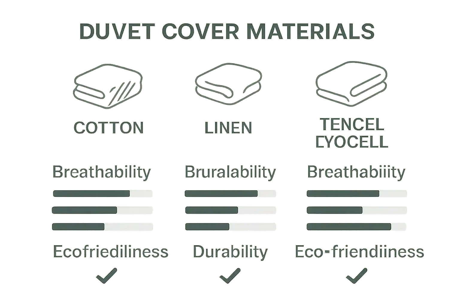 Comparison of cotton, linen, Tencel Lyocell duvet cover materials