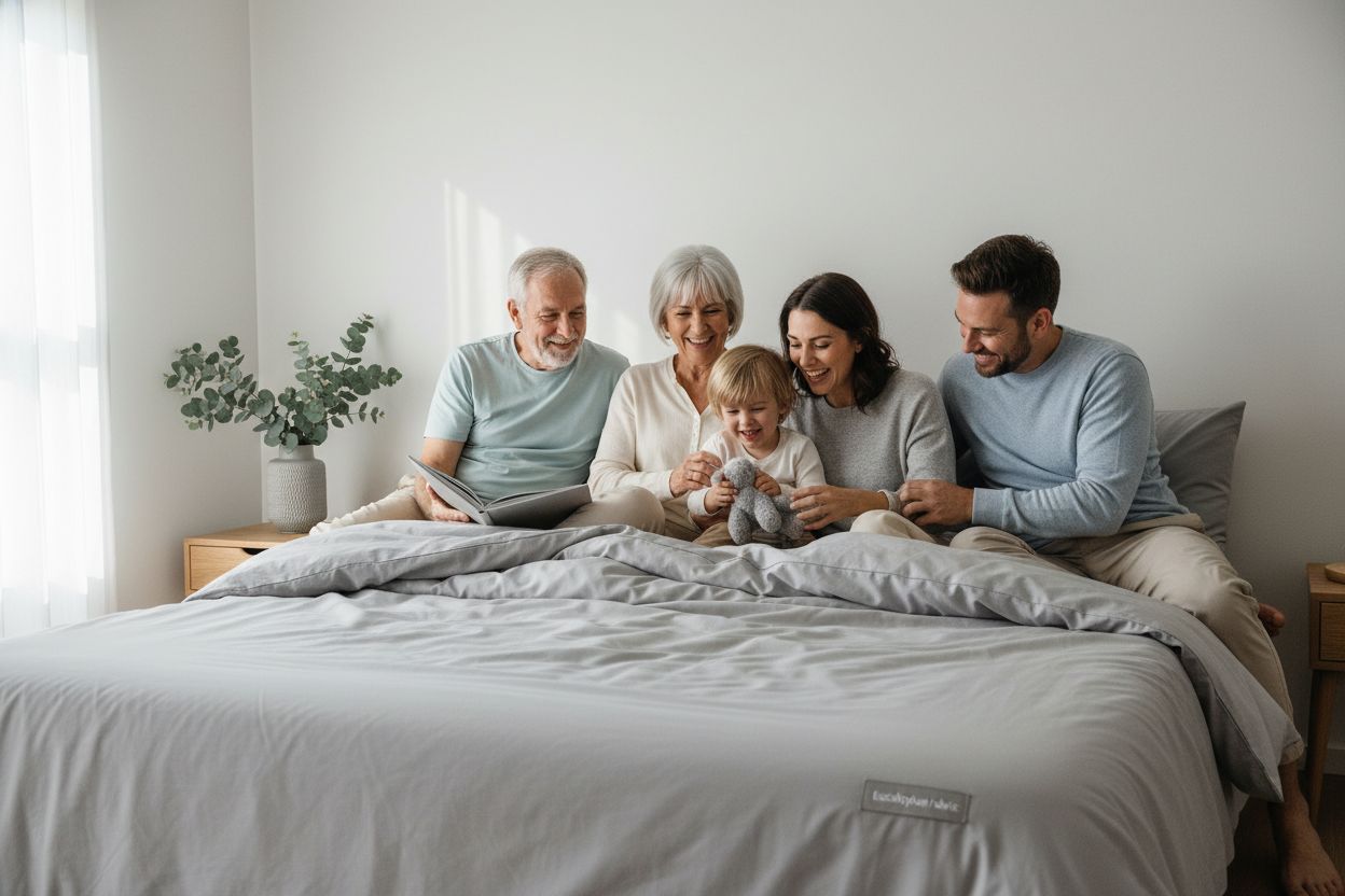 family using eucalyptus bedding