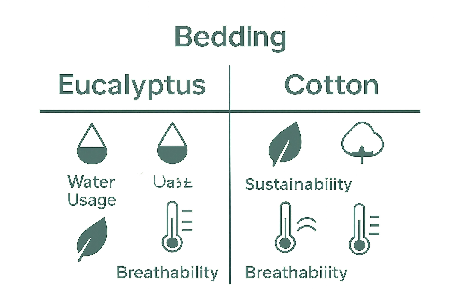 Simple infographic comparing eucalyptus and cotton bedding