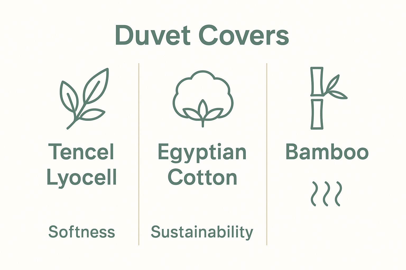 Infographic comparing materials for premium duvet covers