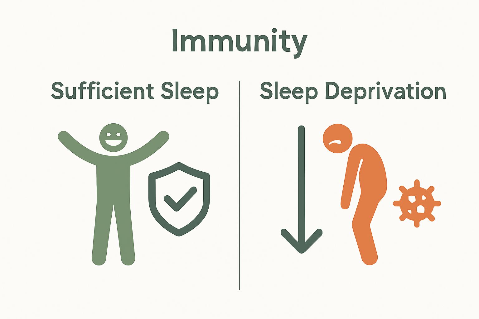 Infographic comparing positive and negative immune effects of sleep