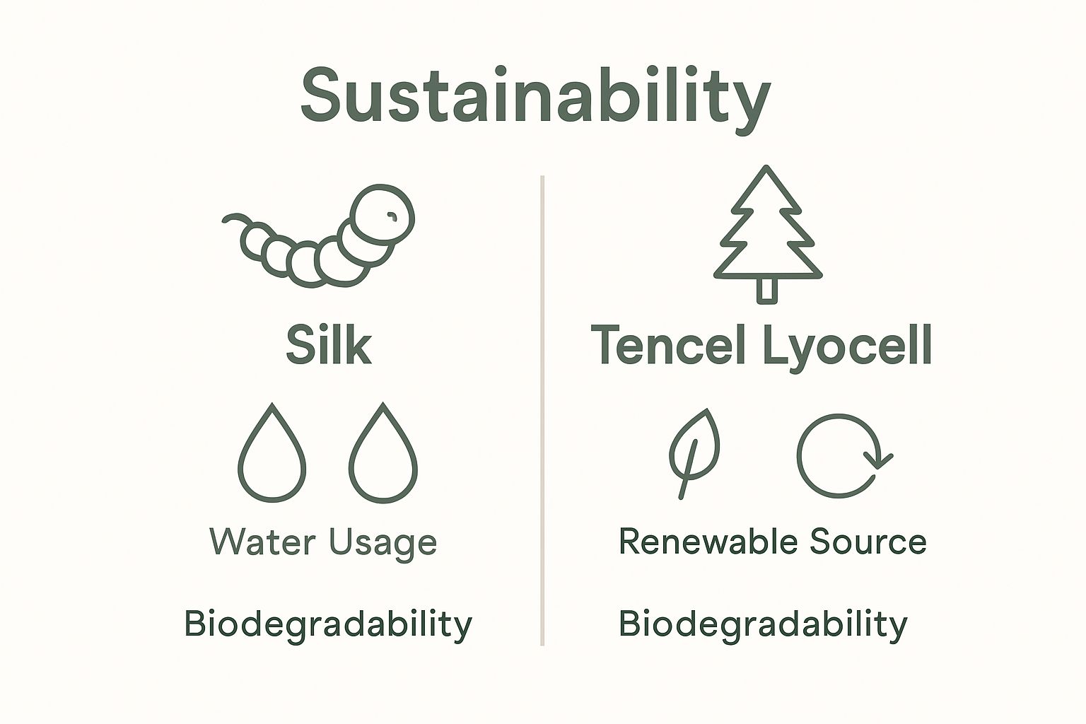 Infographic comparing silk and Tencel sustainability