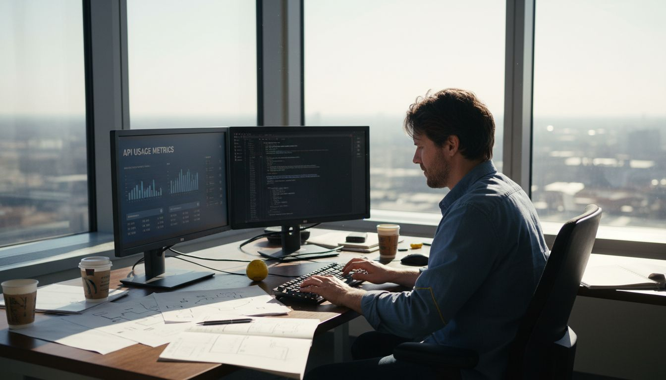 Developer working in urban API office