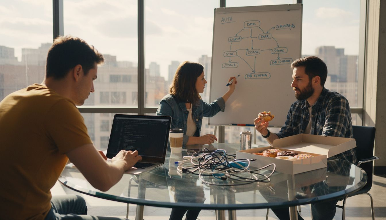 Team meeting discussing API integration