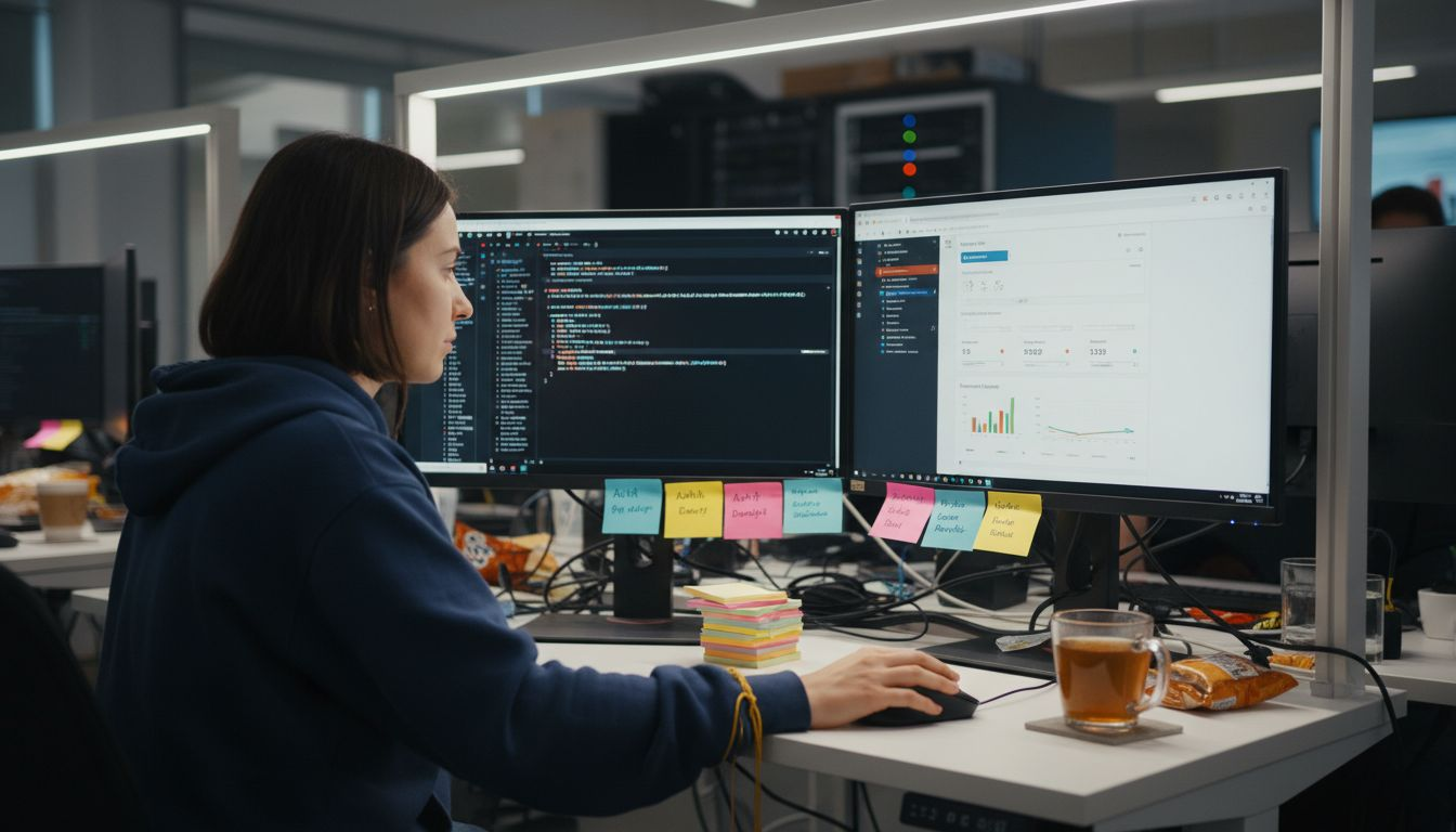 Developer connecting SEO API to dashboard