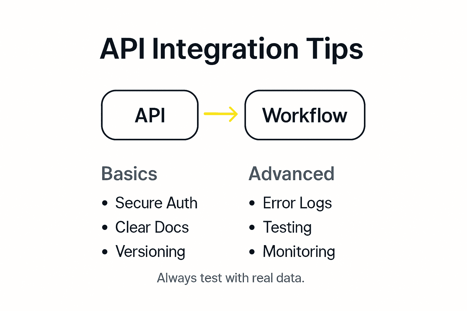 Infographic showing API integration best practices