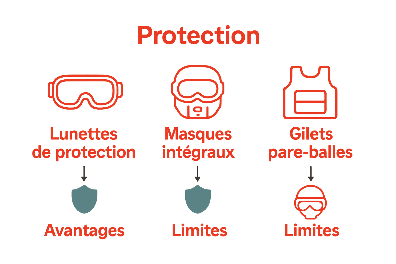Comparaison visuelle des équipements de protection balistique airsoft.