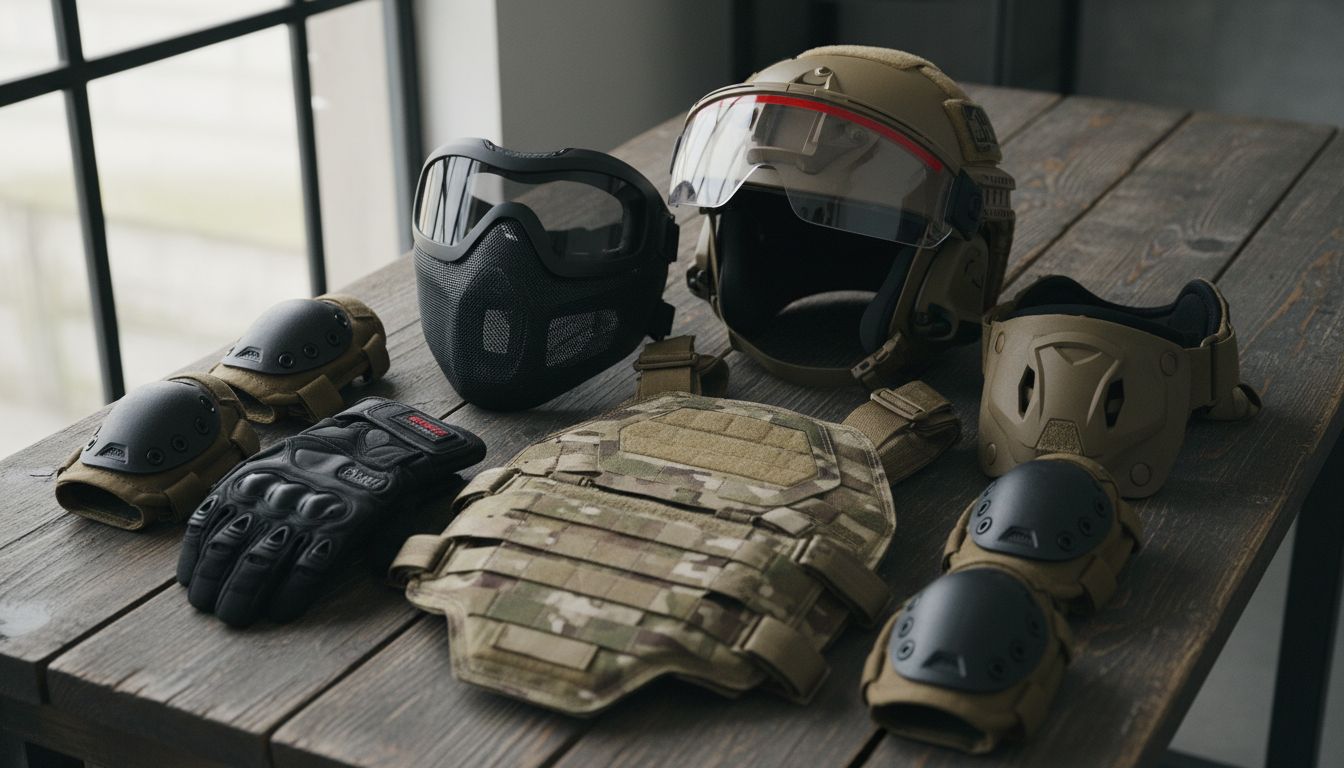 détails équipements protection airsoft