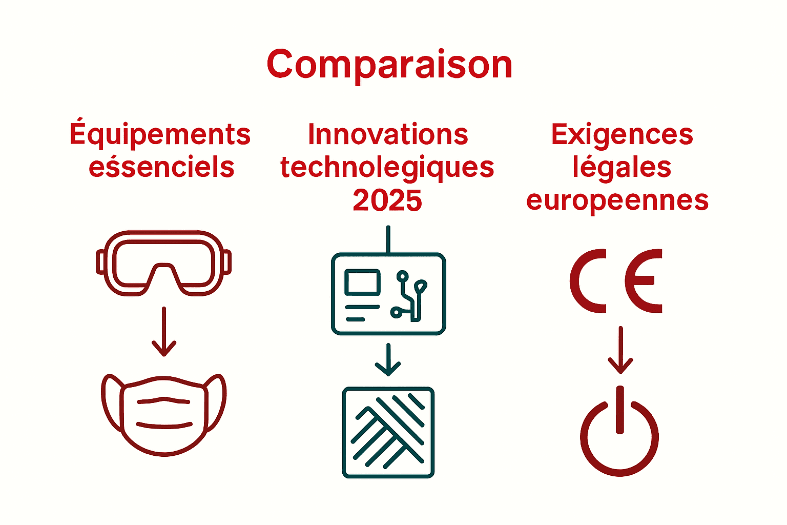 Comparaison visuelle des catégories d'équipement airsoft en 2025