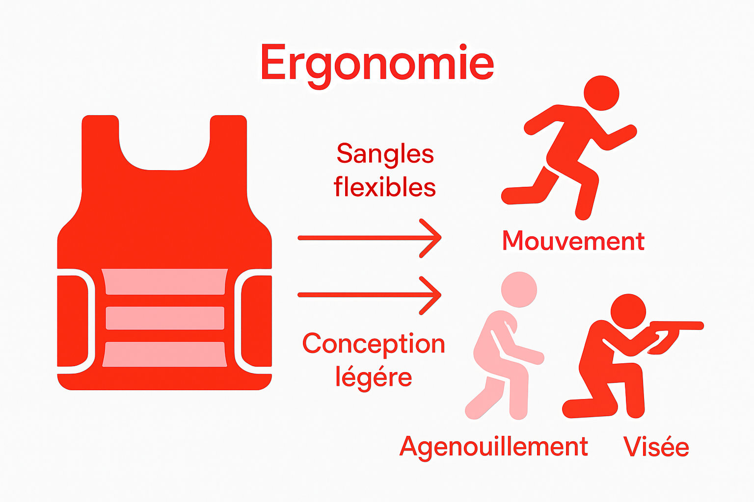 Infographic showing tactical vest movement tips