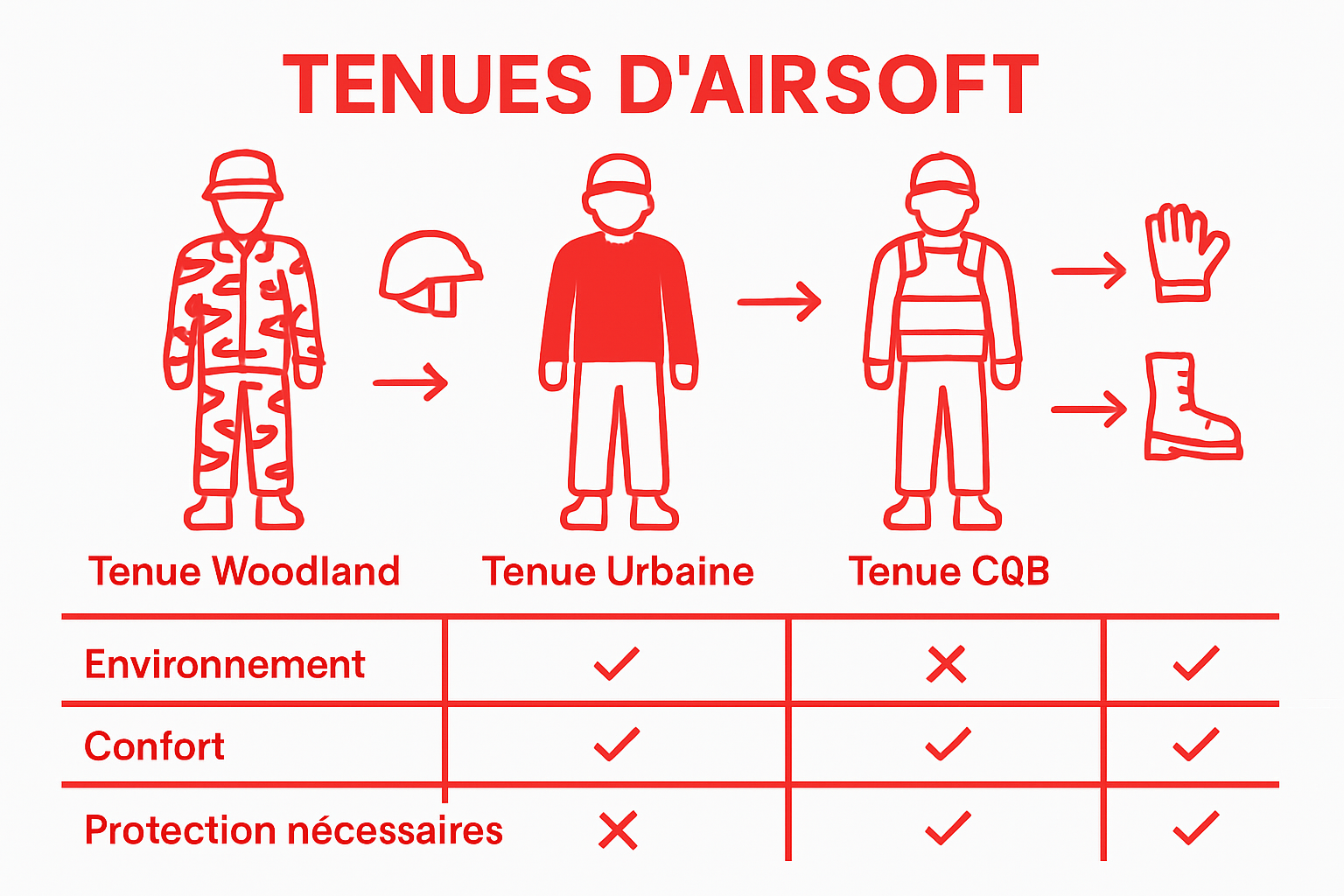 Infographie : les différents styles de tenue pour l’airsoft passés au crible