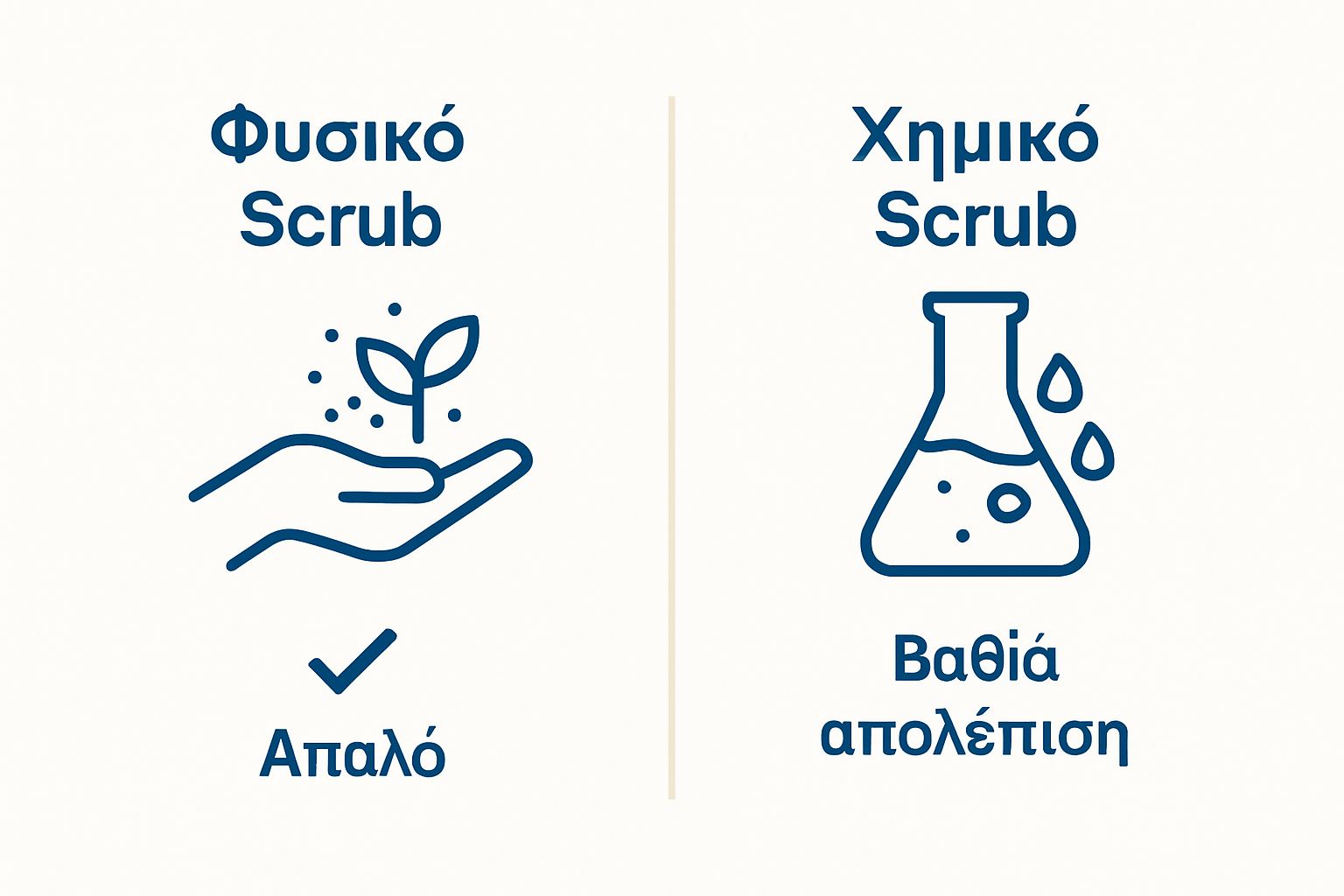 Τι σημαίνει φυσικό scrub: Μια βαθιά κατανόηση 2 Side-by-side comparison of physical and chemical scrubs with key visual differences.