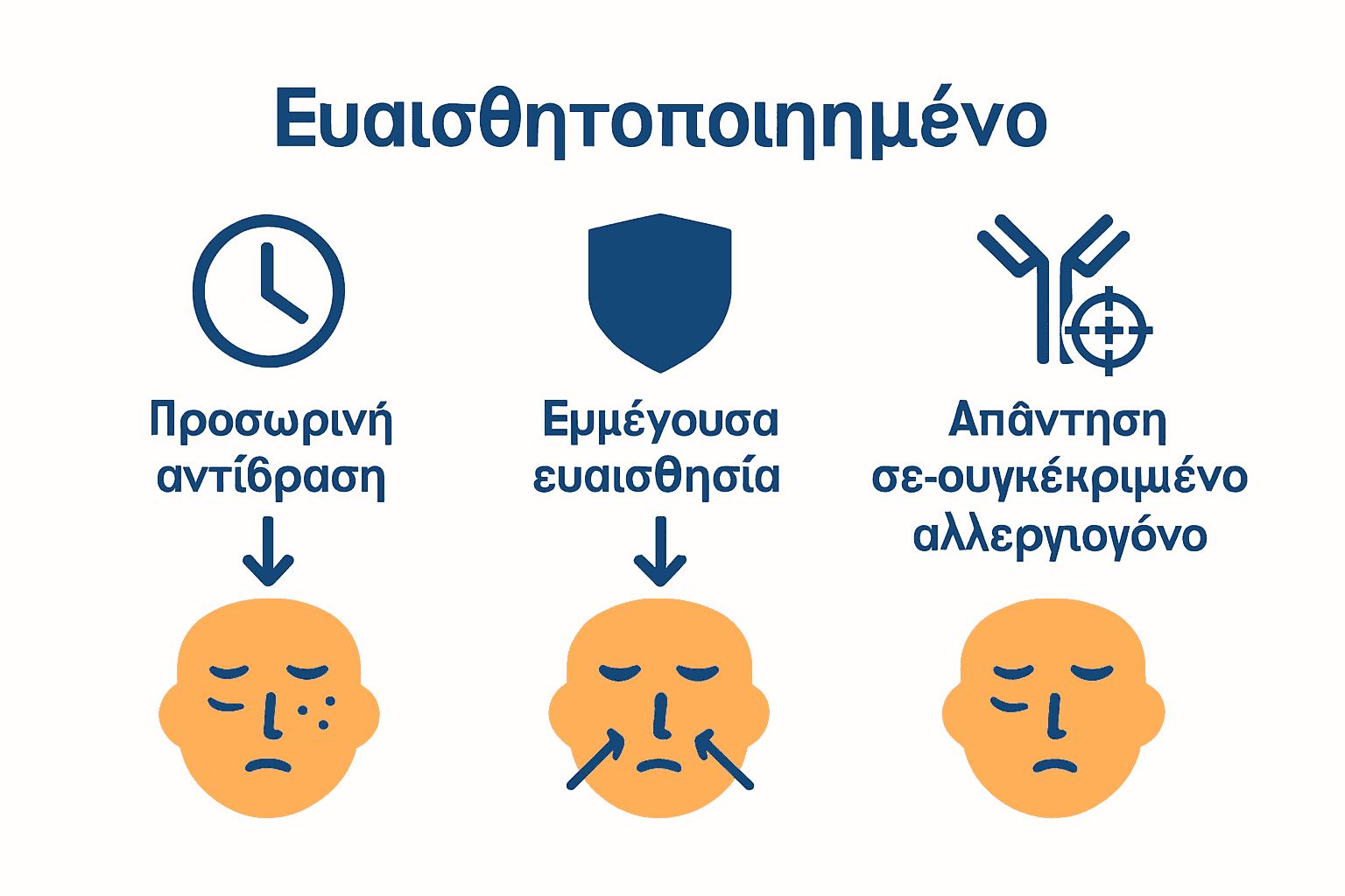 Τι Είναι Ευαισθητοποιημένο Δέρμα: Ολοκληρωμένος Οδηγός 3 Infographic comparing three skin types: sensitized, sensitive, allergic.