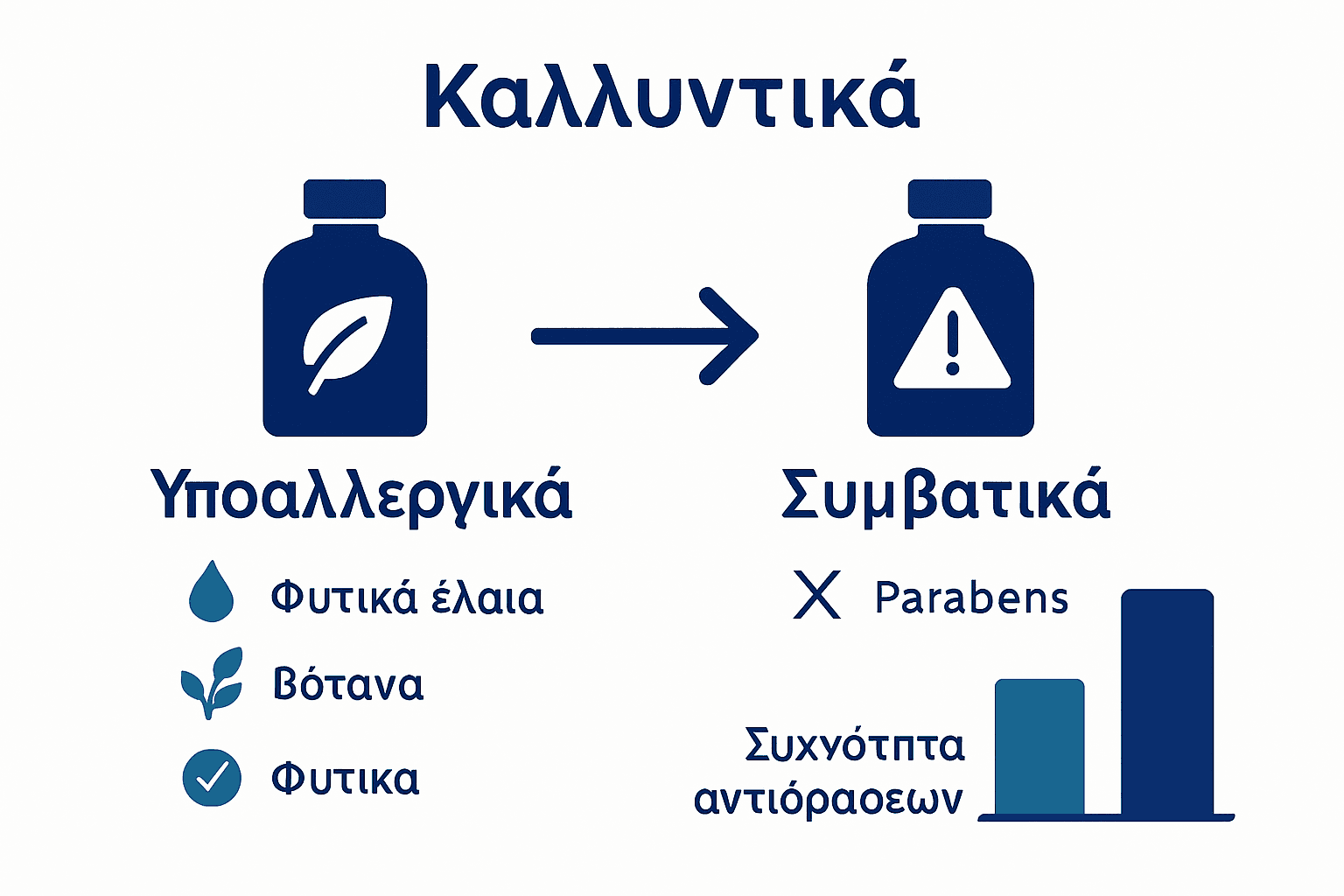 Hypoallergenic versus conventional cosmetics comparison infographic