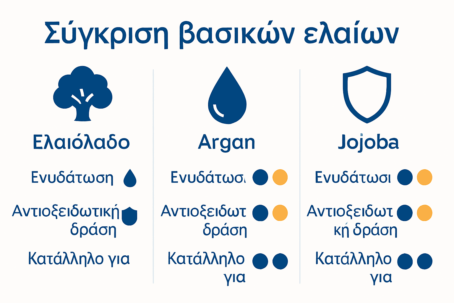 Σύγκριση των κυριότερων φυσικών ελαίων στα καλλυντικά