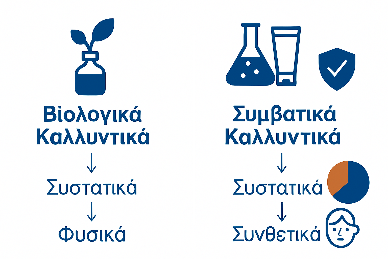 Infographic visualizing organic versus conventional cosmetics