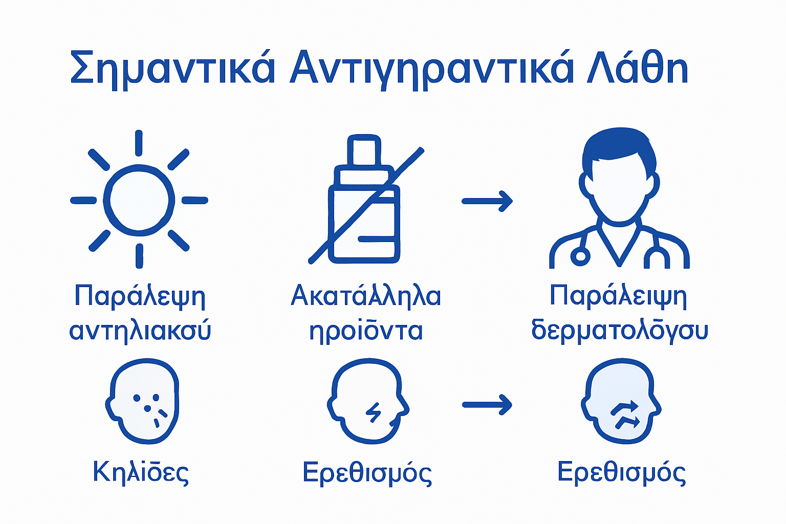Τι Είναι Αντιγηραντική Φροντίδα: Τι Αλλάζει στην Επιδερμίδα 3 Γραφικό με τα πιο συνηθισμένα λάθη που κάνουμε στη φροντίδα της επιδερμίδας για την πρόληψη της γήρανσης