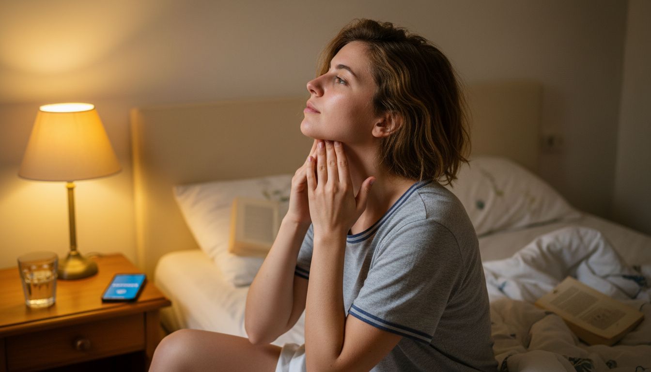 Άνδρας εφαρμόζει ήπιο μασάζ στο πρόσωπό του, κάνοντας απαλές ανοδικές κινήσεις.