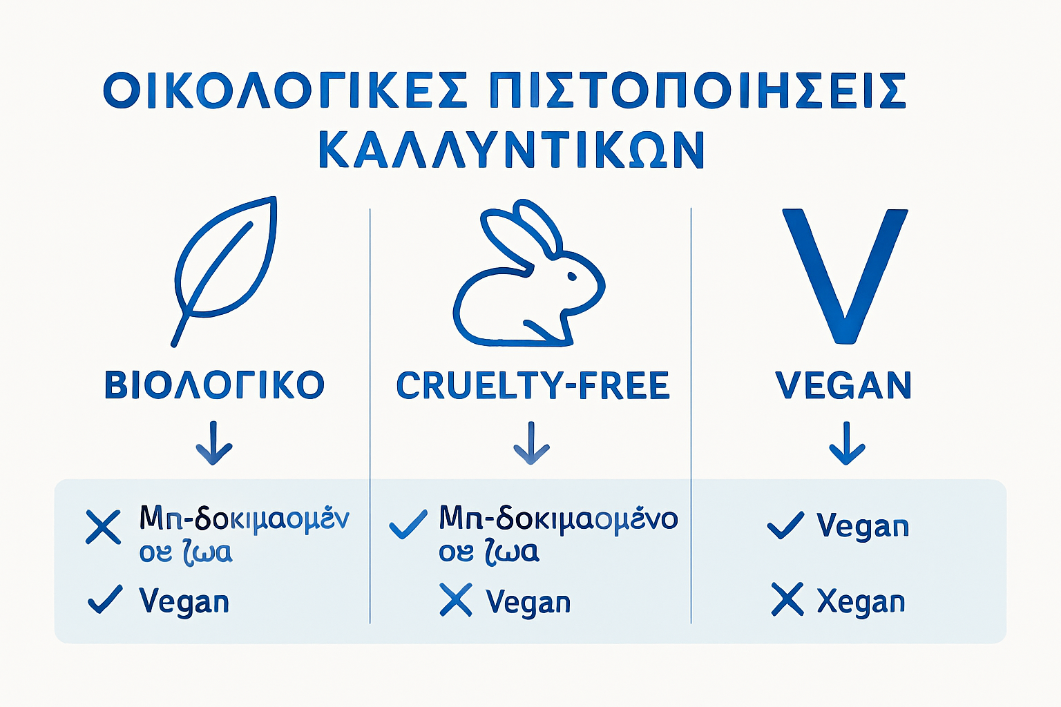 Ενημερωτικό γράφημα: Αναλυτική σύγκριση πιστοποιήσεων για οικολογικά καλλυντικά