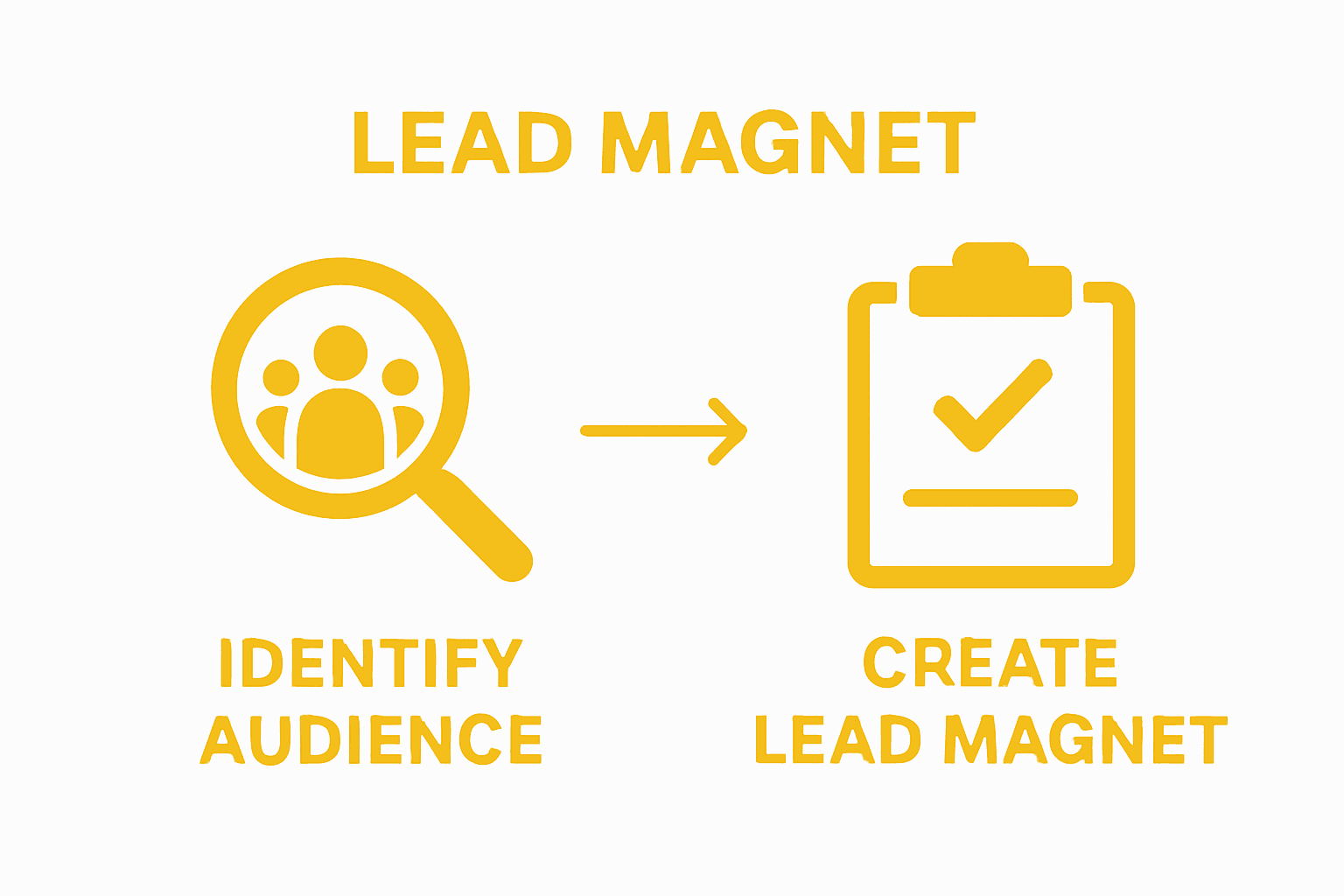 Infographic showing steps: Identify Audience and Create Lead Magnet