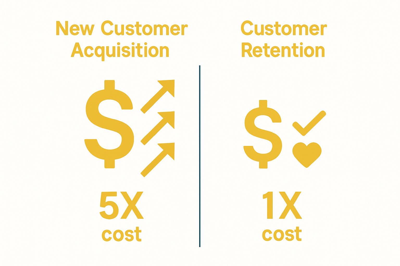Infographic comparing cost of new customer acquisition versus retention