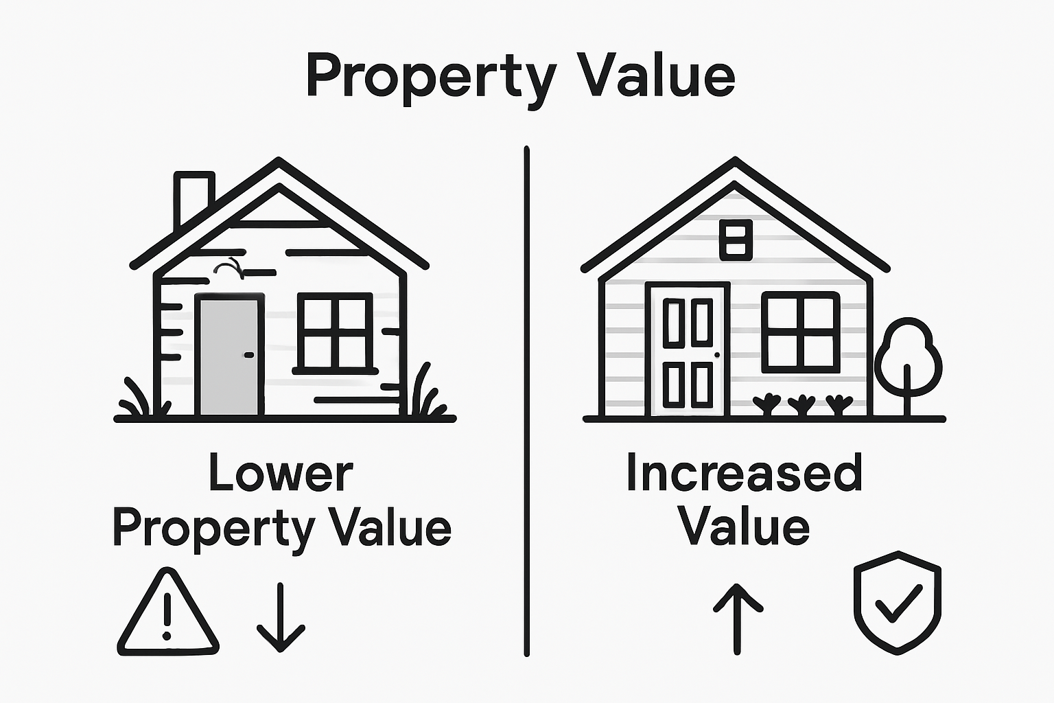 Infographic comparing neglected and upgraded exteriors
