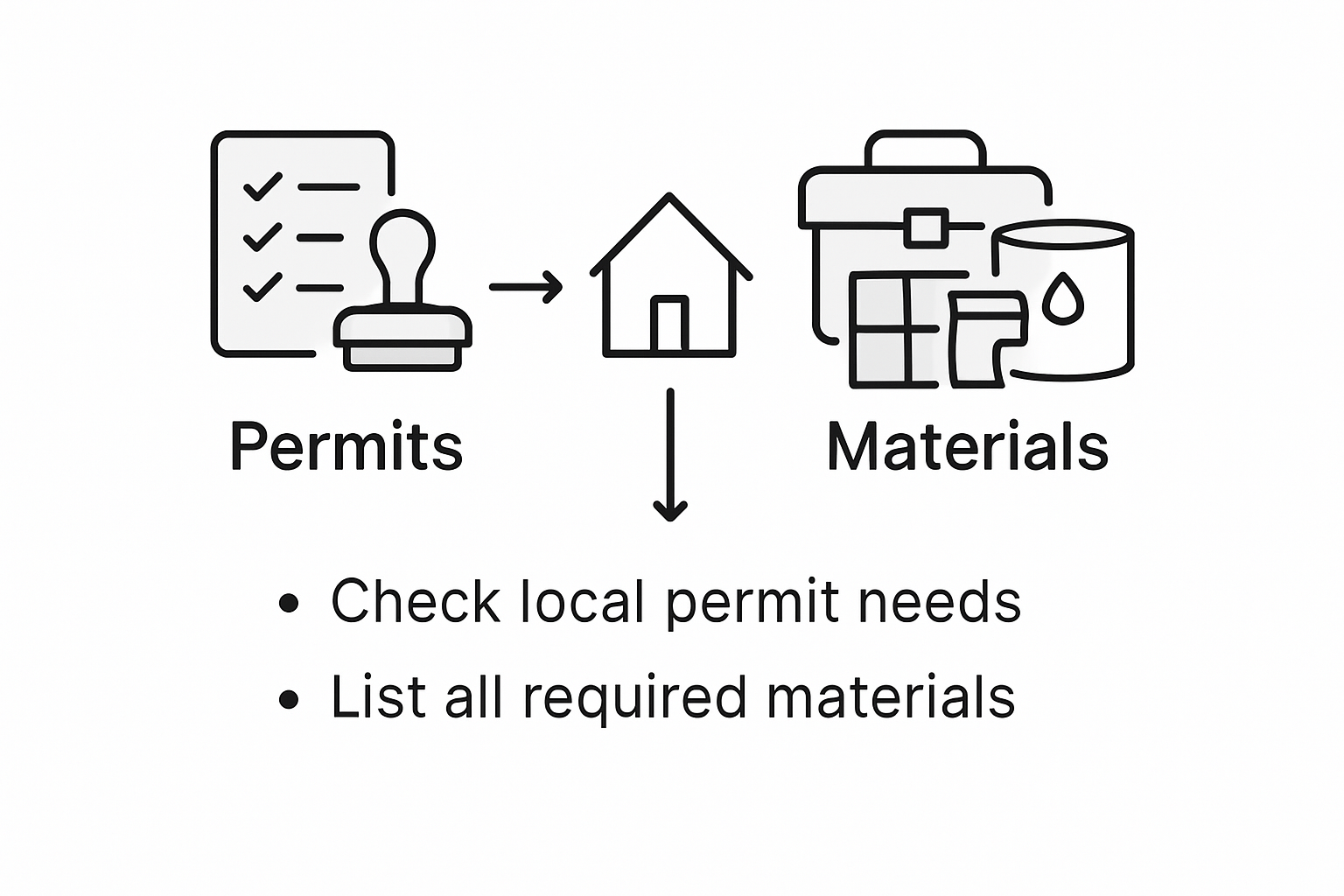 Infographic showing permits and materials process