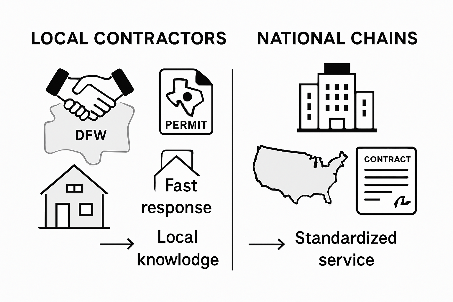 Infographic comparing local and national contractors