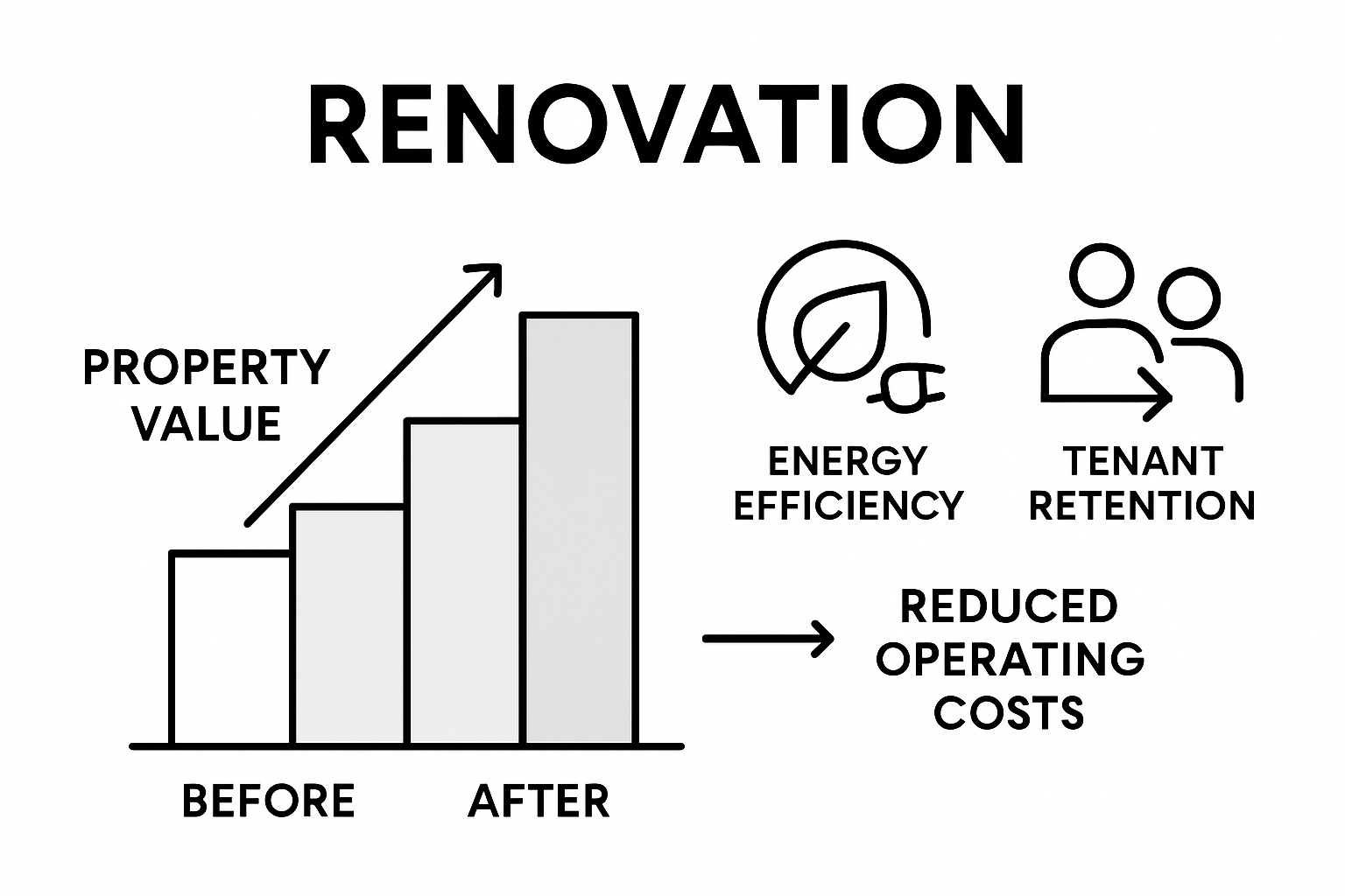 ROI infographic: value before and after renovation