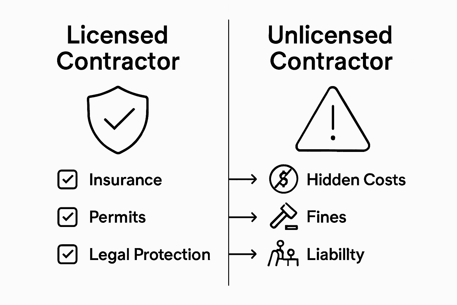 Comparison: licensed vs unlicensed contractor protection