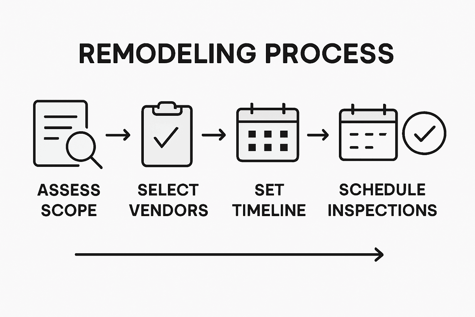 Remodeling timeline step-by-step infographic