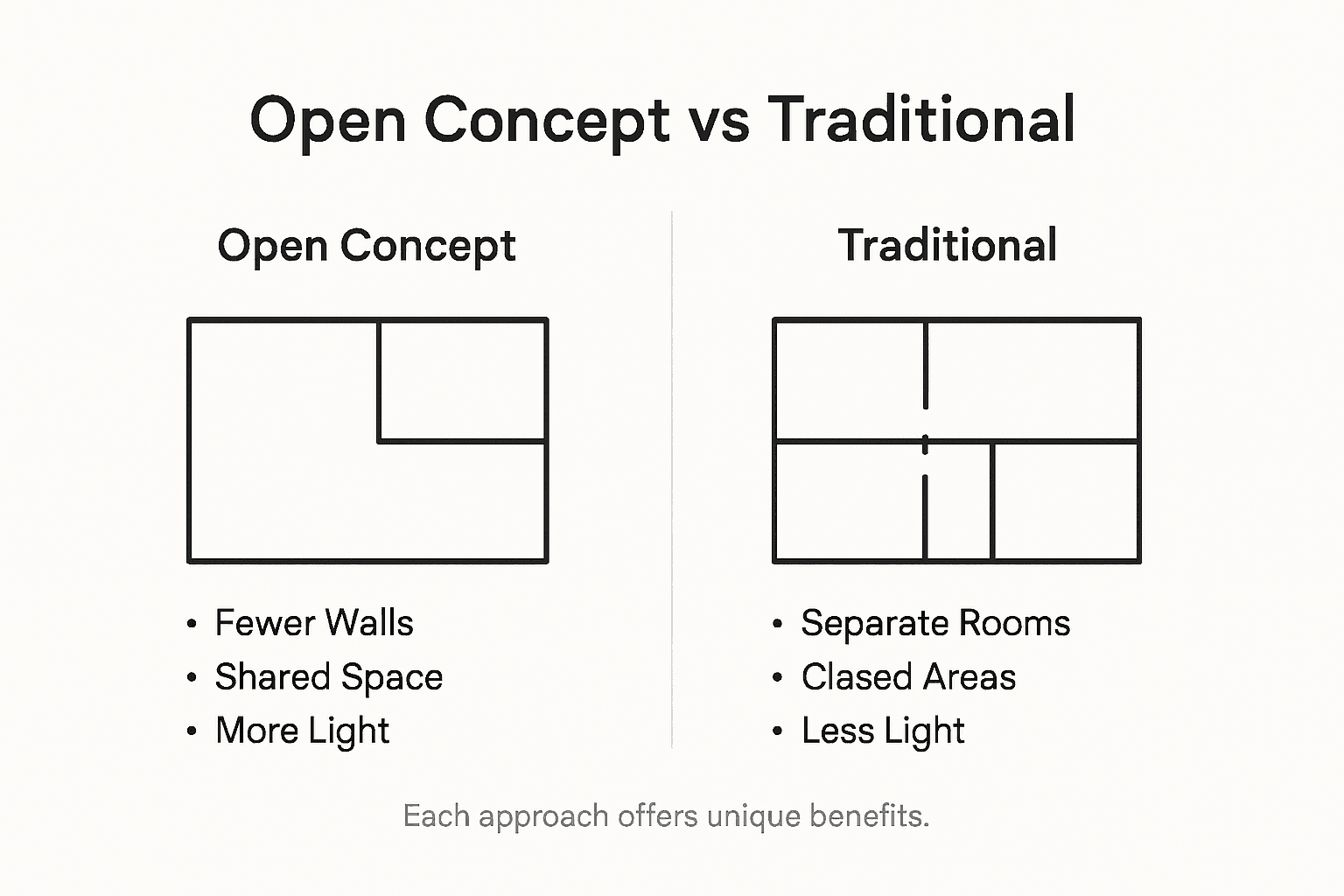 Infographic comparing open and traditional layouts