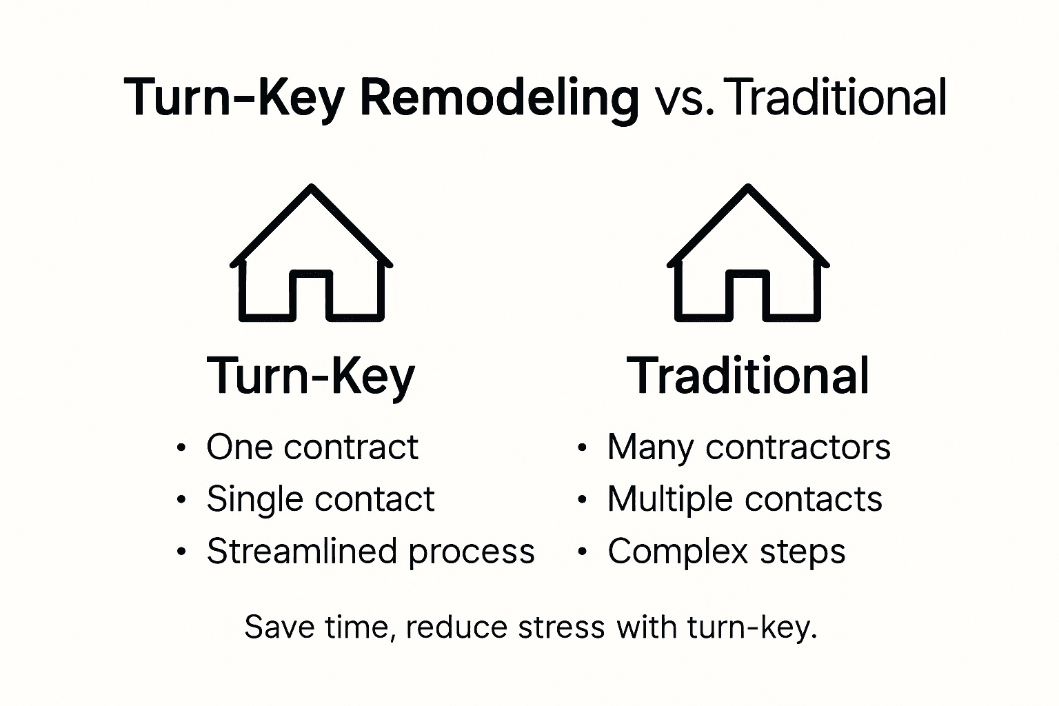 Infographic comparing turn-key vs traditional remodeling