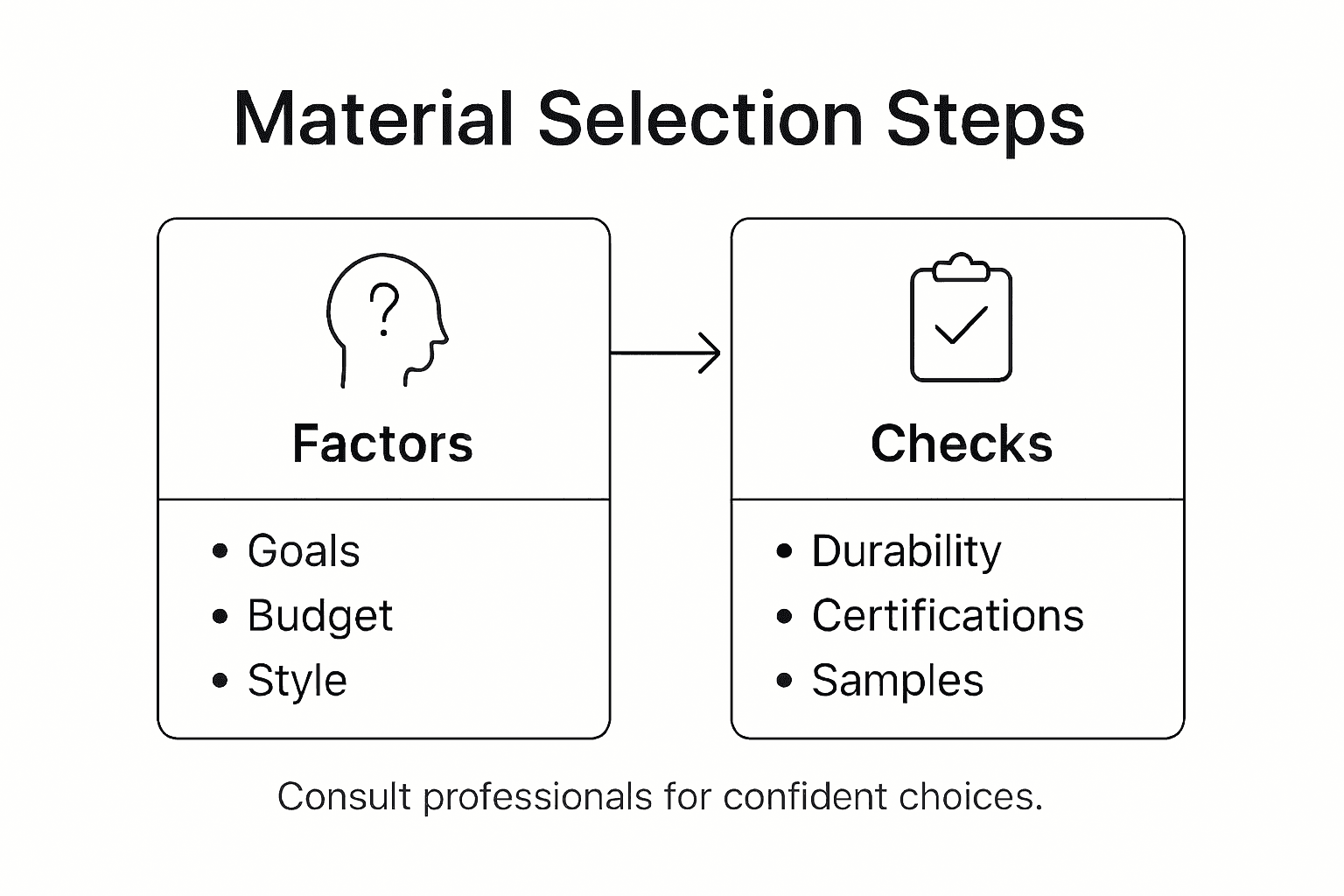 Infographic outlining renovation material selection steps