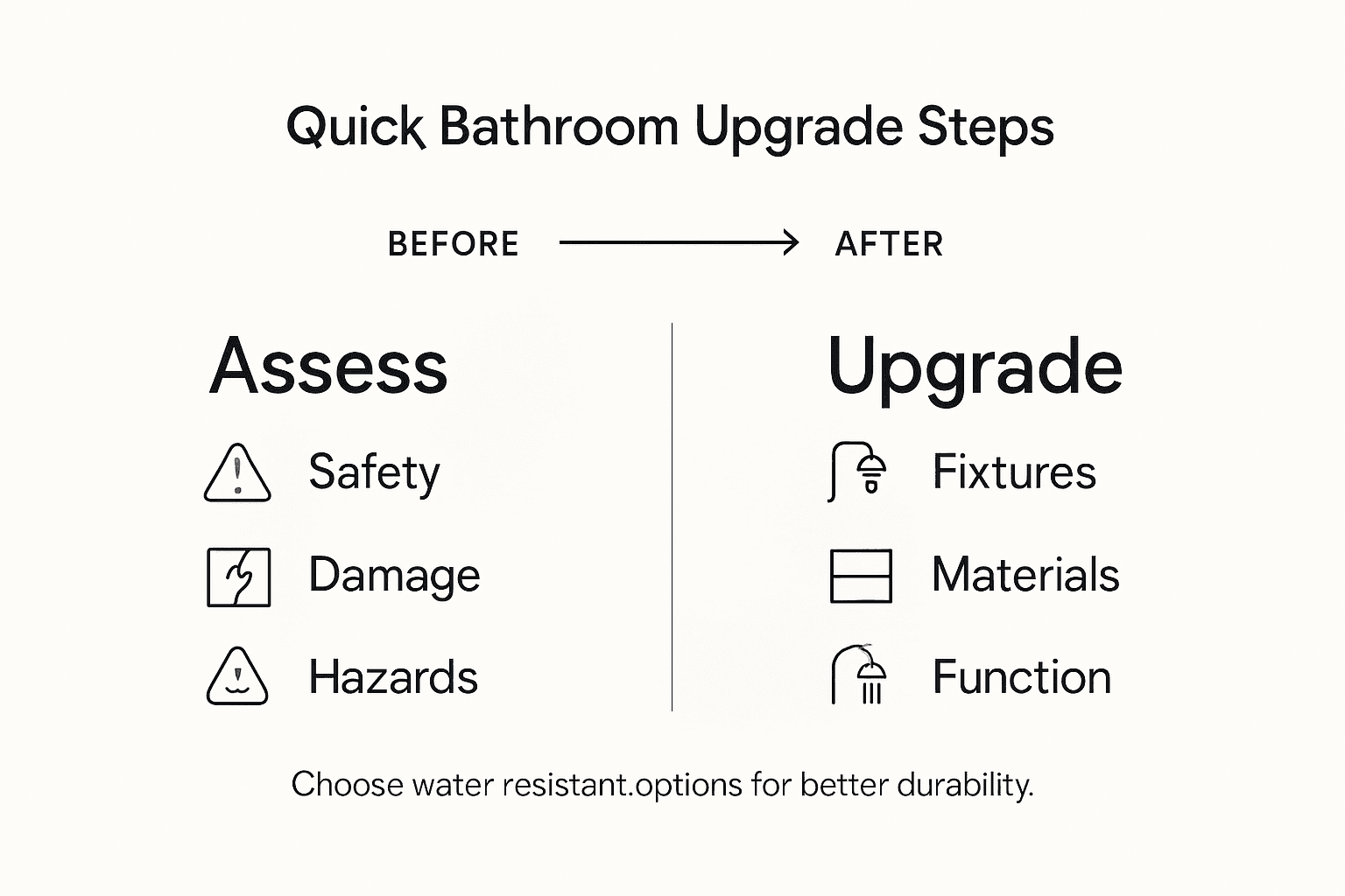 Infographic showing quick bathroom remodeling steps