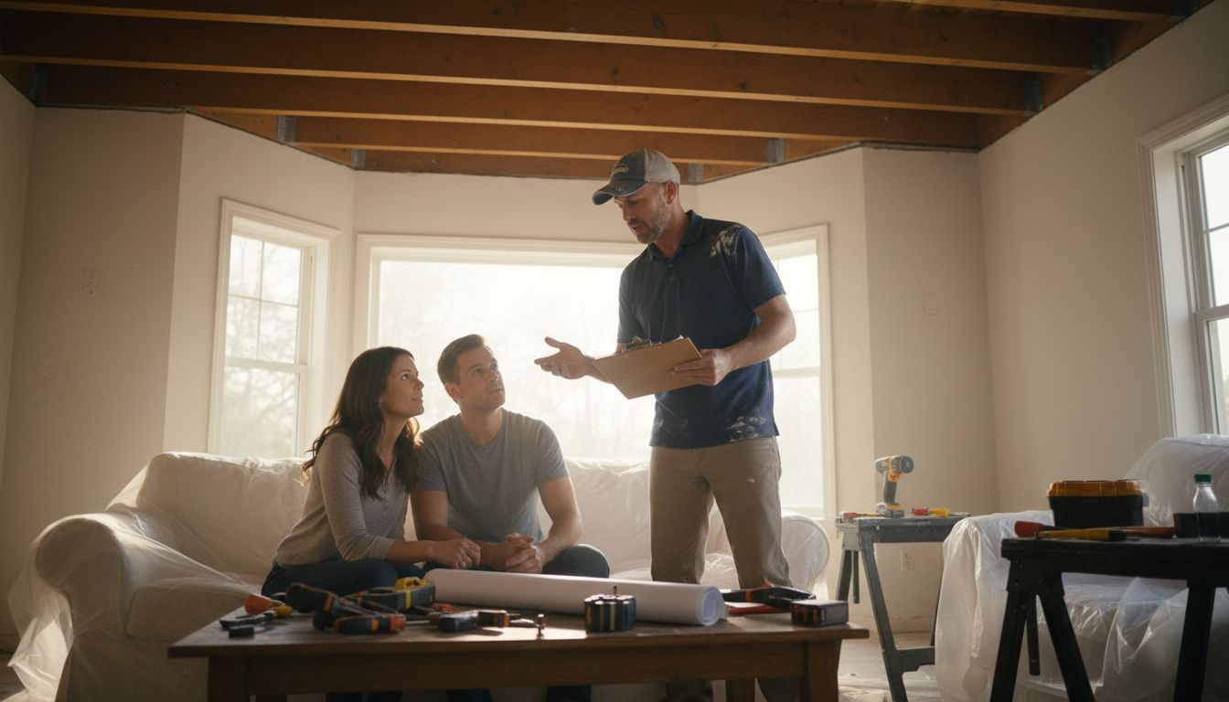 Contractor reviews renovation code compliance