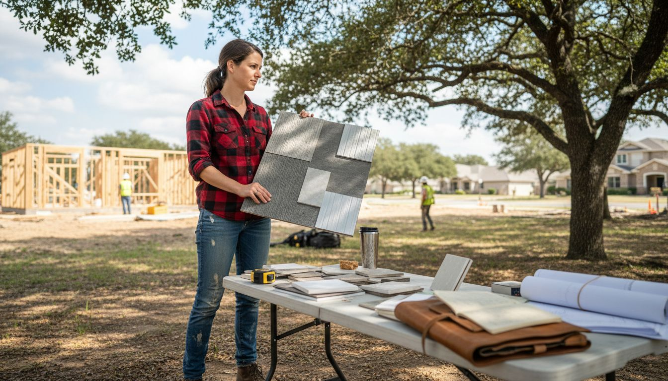 Architect examining sustainable siding samples
