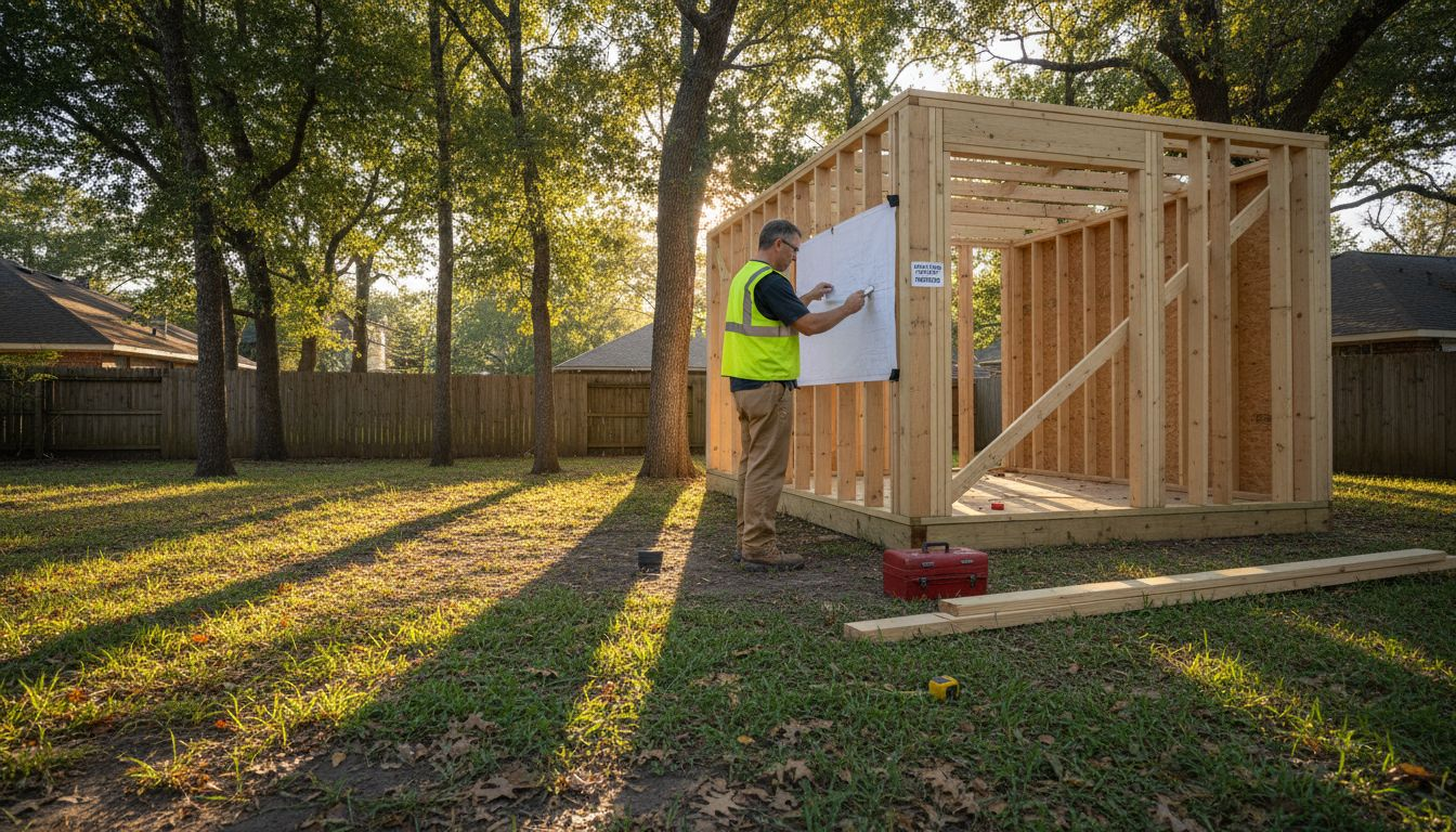 Inspector reviewing plans at home renovation
