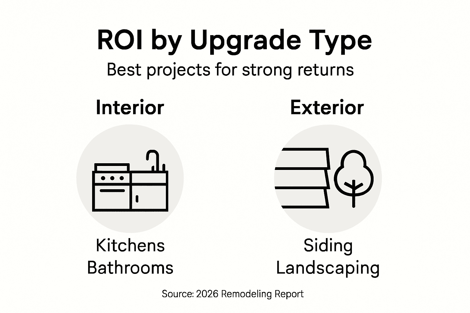 Infographic of top ROI home upgrade categories